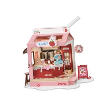 Imagem de KiBcsLic Kit de casa de bonecas de madeira, quebra-cabeça 3D, modelo, artesanato, montagem para crianças a partir de 12 anos, presentes de Natal, decoração de, Laticínio