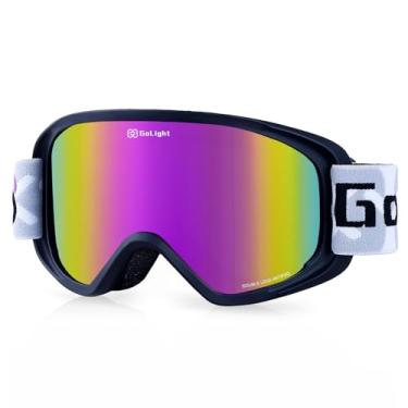 Imagem de GoLight Óculos de esqui, óculos de snowboard para homens e mulheres, lentes cilíndricas antiembaçamento 100% de proteção UV OTG, para snowmobile esqui, patinação, armação preta, violeta Revo, YG-99