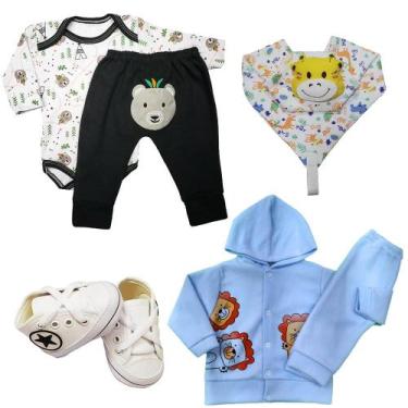 Imagem de Kit Roupa de Bebê Moletom Body Mijão Naninha Sapatinho 6 Pçs - Koala B