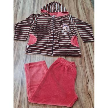 Imagem de Conjunto Infantil Masculino Inverno Listras Plush Terracota 8