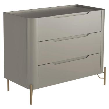 Imagem de Cômoda Para Quarto Closet Orgânica 3 Gavetas Pés Industrial Dourado Bliss I03 Grigio - Lyam Decor