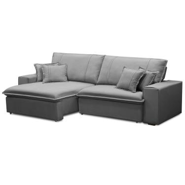 Imagem de Sofá Retrátil Reclinável Para Sala 3 Lugares 250cm Varsov F04 Veludo Cinza Claro - Lyam Decor