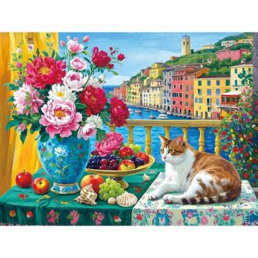 Imagem de Quebra-cabeça Blueforest Balcony Cat 300 peças 70x50 cm
