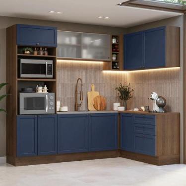 Imagem de Armário De Cozinha Completa De Canto 399 Cm Rustic-azul Vik Madesa 01 