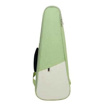 Imagem de Mochila Ukulele de 58 cm, leve, durável, tecido Oxford, espesso, algodão, alças de ombro duplas ajustáveis para ukulele soprano, guitarra pequena, verde escuro, verde claro (verde)