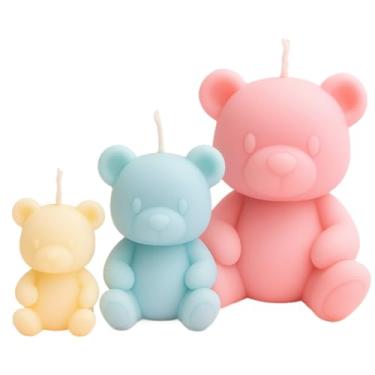 Imagem de Molde De Silicone Ursinho Felpudo | Para Velas E Sabonetes Artesanais | Design Fofo E Detalhado | Forma De Silicone FlexíVel(KIT P-M-G,1 MOLDE)