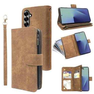 Imagem de Dibosom Capa carteira para Samsung Galaxy Z Fold 7 com cordão de pulso e couro vintage premium flip porta-cartão de crédito acessórios capa de celular para ZFold Z7 G Fold7 7Z mulheres homens marrom
