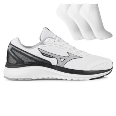 Imagem de Tênis Mizuno Raijuu 2 Masculino + 3 Pares de Meias Branco/Preto 41