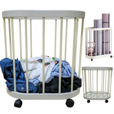 Imagem de Cesto Organizador Rodinhas Banheiro Cozinha Sala Casa Carrinho Multiuo