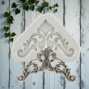 Imagem de Molde de silicone para fondant de renda estilo barroco Curlicues em forma de flor em relevo molde de filigrana esculpido em 3D para decoração de bolos topo de cupcake pasta de goma de chocolate argila