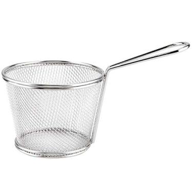 Imagem de Cesta de batatas fritas de aço inoxidável, coador de apresentação de alimentos, ferramenta de cozinha de batata com cabo de arame para café, restaurante, uso doméstico