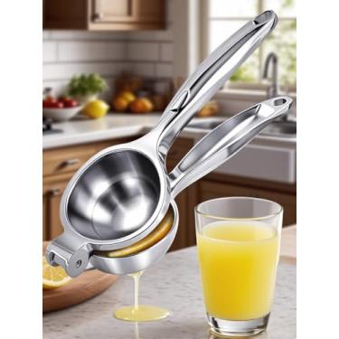 Imagem de Espremedor de limão SUS304 de aço inoxidável - tigela de metal sólido resistente de qualidade premium - Espremedor de frutas cítricas manual grande e espremedor de limão de aço inoxidável