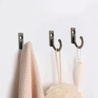 Imagem de Pacote com 10 ganchos de chave de bronze antigo – Ganchos únicos pequenos de parede, adequados para pendurar joias, chaves, chapéus, cachecóis e bolsas