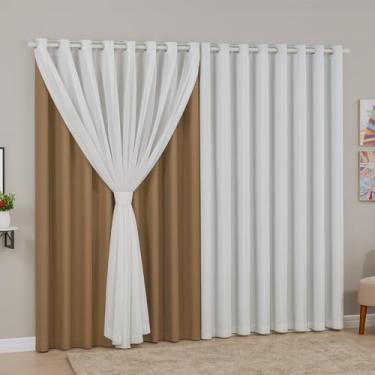 Imagem de Cortina Decorativa Voil, 2,00x1,50m, 2 Panos, Poliéster com Forro, Ilhós Cromado, Estampada (AVELA)