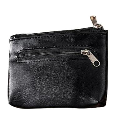 Imagem de Bolsa feminina de poliuretano portátil Lea ther para moedas, carteira de poliuretano macio, para moedas e batom, fone de ouvido, Preto, Moderna