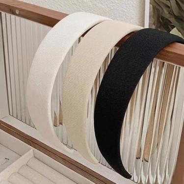 Imagem de Bandanas elásticas antiderrapantes de 2,5 cm de largura, acessório feminino moderno, pacote com 3