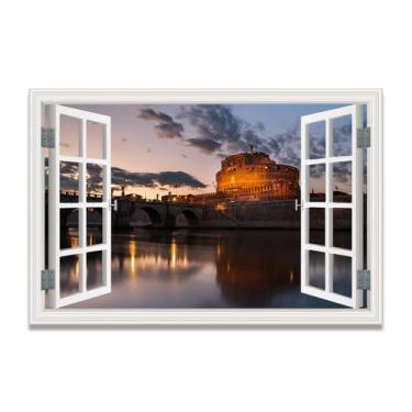 Imagem de LKXGRRSFG Luzes noturnas, tela falsa para janela que economiza espaço, arte de parede realista para quarto, casa, 80 x 120 cm, sem moldura