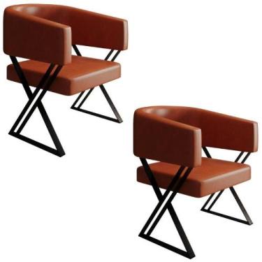 Imagem de Kit 2 Poltronas Mirela Pes Metal material sintético New Dallas Vconcep