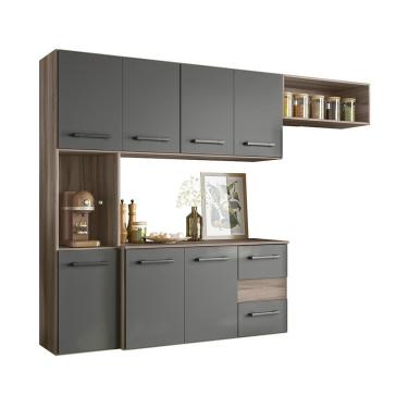 Imagem de Armario Cozinha 7 Portas E 2 Gavetas Juliete Carvalho Nature/chumbo Carvalho Nature/chumbo