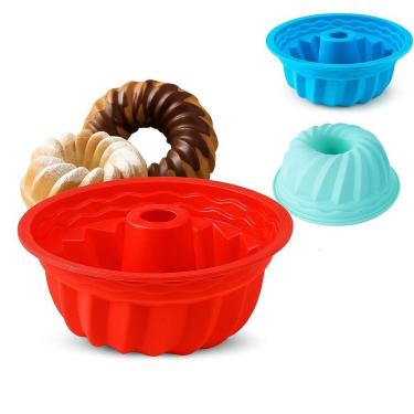 Imagem de Forma Silicone Bolo Pudim Torta Assadeira Air Fryer Vazada Redonda Reutilizavel Antiade...