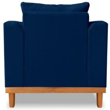 Imagem de Poltrona Estofada Decorativa Beny Linho Azul Marinho