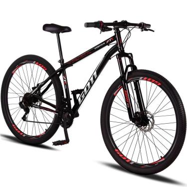 Imagem de Bicicleta Aro 29 Aço Carbono Gott Vortex 21v Com Suspensão E Freio A Disco - Preto E Vermelho