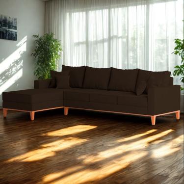 Imagem de Sofá 4 Lugares Beny Com Chaise Esquerdo Corino Marrom