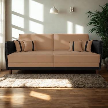 Imagem de Sofá Modular 3 Lugares Filipi 2,12m Corino Terracota - Corino Preto