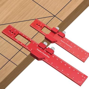 Imagem de Régua de madeira de 160 mm, régua de bolso de precisão, régua de alumínio multifuncional de alta precisão para marcação