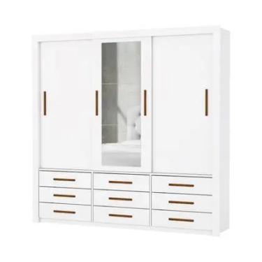 Imagem de Armareo Roupeiro Anjos 3 Portas C/Espelho Central 9 Gavetas S/Pe Cario