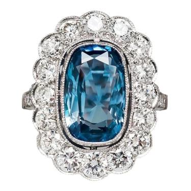 Imagem de Anéis de noivado luxuosos banhados a ouro branco com zircônia cúbica azul grande, alianças de compromisso, festas noturnas, presentes de dia dos namorados, alianças de eternidade para mulheres, 10