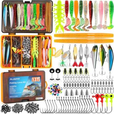Imagem de Caixa de equipamentos de pesca PLUSINNO 137 unidades com iscas e acess