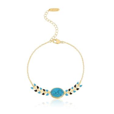 Imagem de Montana West Wrangler Pulseira feminina banhada a ouro 14 K Country Natural Stone Cowgirl Boho Jewelry 18 cm com extensor de 5 cm, 6.5 " - 7.5 ", Cobre, Sem Pedra Preciosa