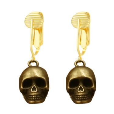 Imagem de Aloha Earrings Brincos pendentes de Halloween com clipe em tom dourado não perfurado, One Size, Metal, Sem pedra preciosa