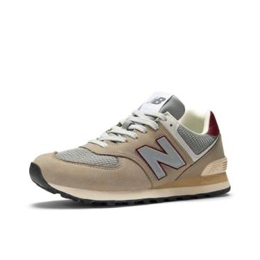 Imagem de New Balance Tênis unissex adulto 574 V2, Pedra árida/vinho monarca, 10 Wide Women/8.5 Men