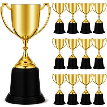Imagem de Trophy Cup Ecation 22 cm, plástico dourado, conjunto de 12 peças