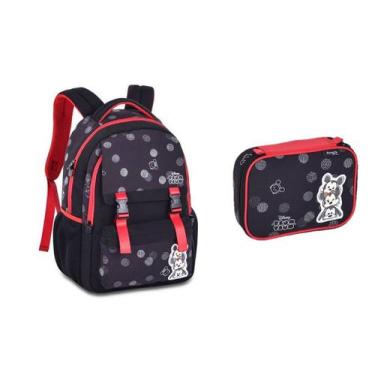 Imagem de Kit Mochila Costas Disney Tsum Tsum Preto Estojo Box 2026 Preto Disney