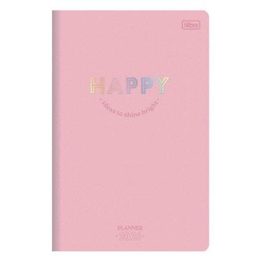 Imagem de Agenda Planner Happy 2026 Grampeado 20 Folhas Rosa - Tilibra