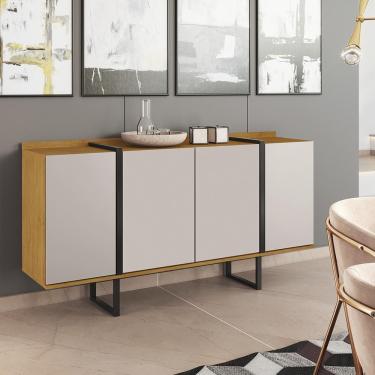 Imagem de Aparador Buffet Caricia 4 Portas 1 Prateleira E Pés Metal Cinamomo/Off White Cinamomo/Off White