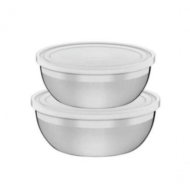 Imagem de Jogo De Potes Tramontina Freezinox Aço Inox Tampa Plástica 2 Peças