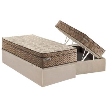 Imagem de Conjunto Box Baú Solteiro: Colchão Molas Paropas Ensacadas Safira Uniface + Base Crc Suede Clean (88x188)