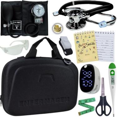 Imagem de Kit Enfermagem Pamed Premium Aparelho Esteto Medidor Glicose - Love Sa
