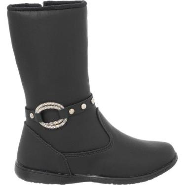 Imagem de Bota Infantil Feminina Enfeite Com Strass - PINOKIO CALÇADOS, Preto, 3