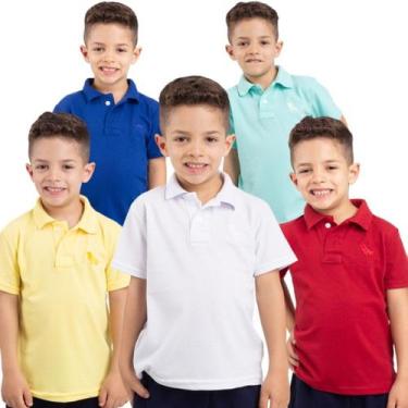 Imagem de Kit 5 camisas polo infantil cores variadas - NoBrand, Kit n7 cores na 