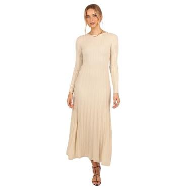 Imagem de Petal & Pup Vestido longo feminino Alison de manga comprida, Creme, G