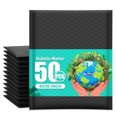 Imagem de PowerKing Envelopes acolchoados Black Bubble Mailers 20 x 25 cm, pacote com 50, sacos autoselados à prova d'água para envio de joias, maquiagem, pequenas empresas