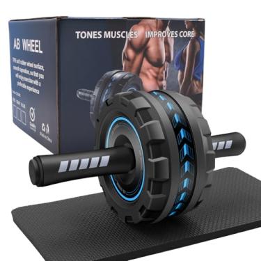 Imagem de FEELCAT Roda de rolo abdominal, roda larga estável para iniciantes, homens, mulheres, equipamento de treino abdominal para academia em casa com joelheira, roda abdominal para treinamento de força de
