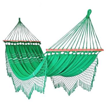 Imagem de Rede Grande de Dormir Americana com Madeira (Verde Bandeira)