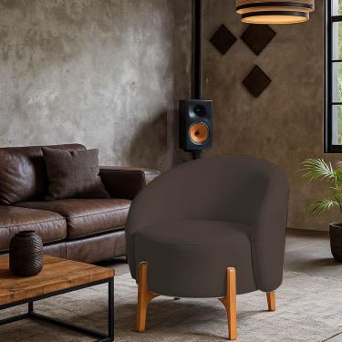 Imagem de Poltrona Orgânica Requinte Sala Escritório Pé Madeira Marrom