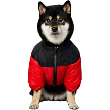 Imagem de Casaco quente de inverno para cães pequenos e médios gatos - Casaco grosso corta-vento roupas de inverno para clima frio dia de neve (vermelho, 3GG (Peito: 73 cm / Sugestão: 12,7-21 kg))